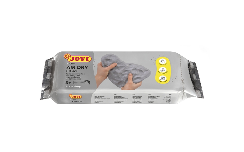 Jovi Air Dry Pasta para Modelar 250gr - Endurecible al Aire - Tacto Fresco - Facil de Moldear - Multi-Superficie - Secado en 24H - Acabado Fino - Color Gris