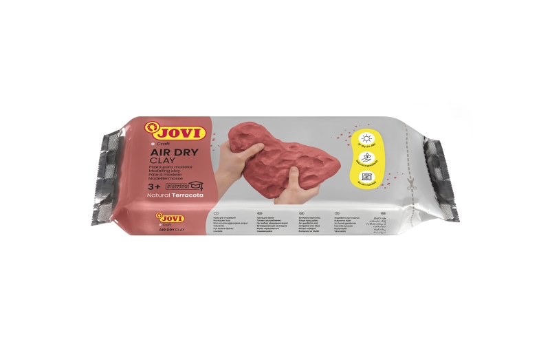 Jovi Air Dry Pasta para Modelar 250gr - Endurecible al Aire - Tacto Fresco - Facil de Moldear - Multi-Superficie - Secado en 24H - Acabado Fino - Color Terracota