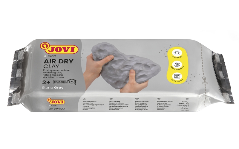 Jovi Air Dry Pasta para Modelar 1000gr - Endurecible al Aire - Tacto Fresco - Facil de Moldear - Multi-Superficie - Secado en 24H - Acabado Fino - Color Gris