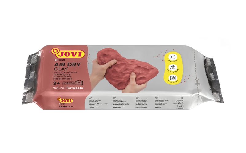 Jovi Air Dry Pasta para Modelar 500gr - Endurecible al Aire - Tacto Fresco - Facil de Moldear - Multi-Superficie - Secado en 24H - Acabado Fino - Color Terracota