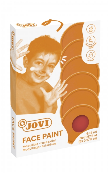 Jovi Estuche de 6 Botes 8ml Maquillaje Crema - Hipoalergenico - Base Grasa - Facil Aplicacion - Gran Cobertura - Colores Mezclables - sin Parabenos - Retiro Facil - Secado Rapido - Color Rojo