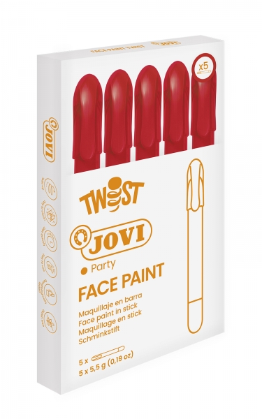 Jovi Twist Stick de Pintura de Cara - Hipoalergenico - Base Agua - Facil de Aplicar y Retirar - Gran Cubricion - Seca Rapido - sin Parabenos - Color Rojo