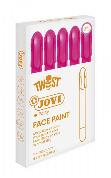 Jovi Twist Stick de Pintura de Cara - Hipoalergenico - Base Agua - Facil Aplicacion - Gran Cobertura - Seca Rapido - Facil de Retirar - sin Parabenos - Color Rosa