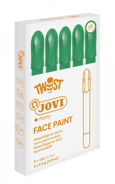 Jovi Twist Stick de Pintura de Cara - Hipoalergenico - Base Agua - Facil Aplicacion - Gran Cubricion - Seca Rapido - No Grasoso - Facil de Retirar - Color Verde