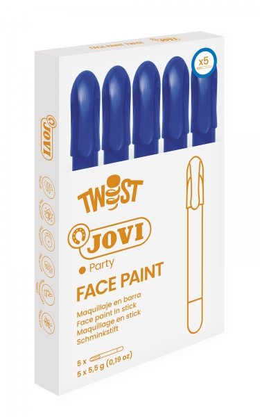 Jovi Twist Stick de Pintura de Cara - Hipoalergenico - Base Agua - Facil Aplicacion - Gran Cubricion - Seca Rapido - Facil de Retirar - sin Parabenos - Color Azul