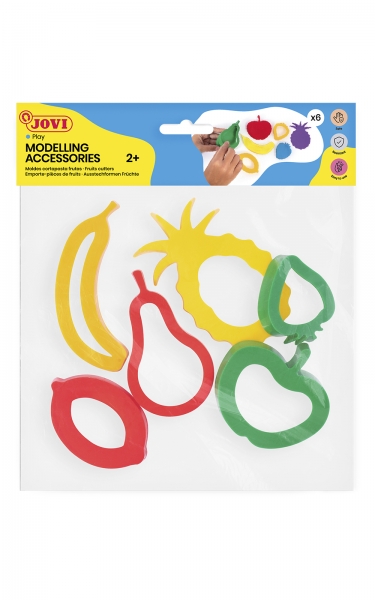 Jovi Modelling Accessories Bolsa Colgable con 6 Moldes de Corte Frutas - Moldes de Plastico para Plastilina - Formas de Fruta - Color Surtido