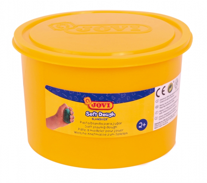 Jovi Soft Dough Blandiver Bote de Pasta de Modelaje 460gr - Blanda y Flexible - Facil de Amasar y Moldear - Ideal para Iniciacion al Modelaje - Color Amarillo