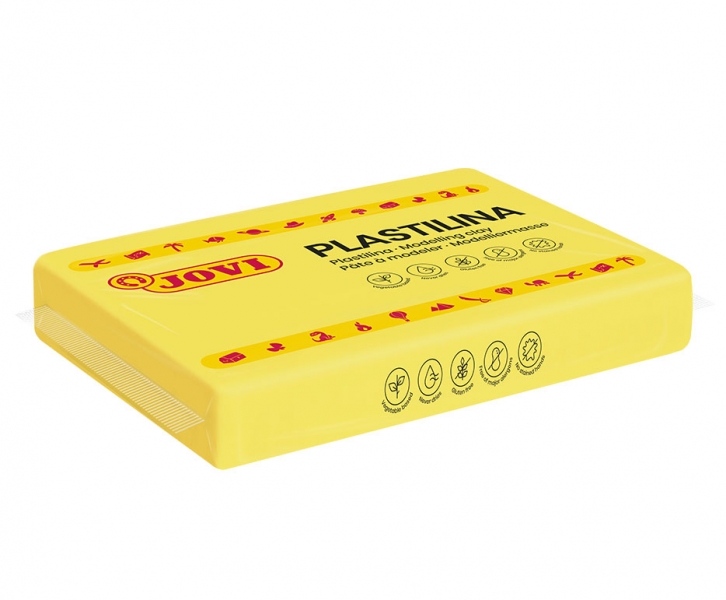 Jovi Caja de 15 Pastillas de Plastilina 350gr - Pasta Vegetal - No Se Seca - sin Gluten - Inocua - Facil de Moldear - Ideal para Figuras Voluminosas - Color Amarillo