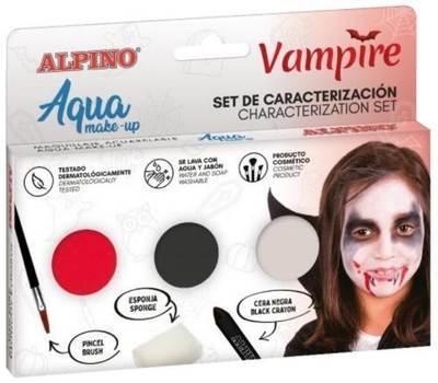 Alpino Aqua Make Up Set de Caracterizacion de Vampiros - 3 Polveras + Cera Negra + Pincel + Esponja