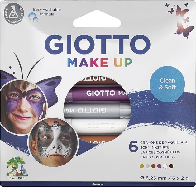 Giotto Make Up Metallic Pack con 6 Lapices Cosmeticos - Se Lava con Agua - Dermatologicamente Testado - Colores Metalicos Surtidos