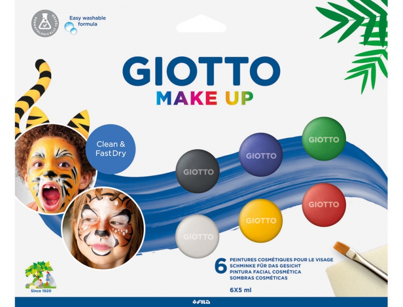 Giotto Make Up Classic Pack con 6 Maquillajes Faciales - Se Lava con Agua - Dermatologicamente Testado - Colores Clasicos Surtidos