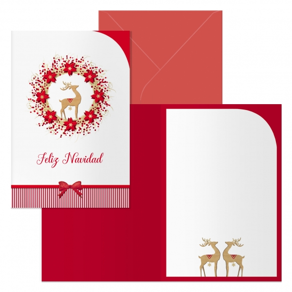 Dohe Saami Pack de 6 Tarjetas de Felicitacion Navideña con Sobre - Tamaño Cerrada 11.5x17cm, Abierta 23x17cm - Papel Offset - Impresas a todo Color