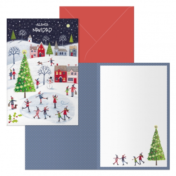 Dohe Ice Rink Pack de 6 Tarjetas de Felicitacion Navideña con Sobre - Tamaño Cerrada 11.5x17cm, Abierta 23x17cm - Papel Offset - Impresas a todo Color