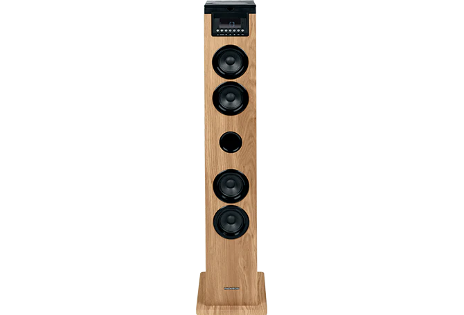 Thomson Cosy DS122CD Torre de Sonido 60W Bluetooth 5.0 - Reproductor de CD - Entrada AUX 3,5mm, USB y Lector de Tarjetas SD/MMC - Mando a Distancia - Color Madera/Negro