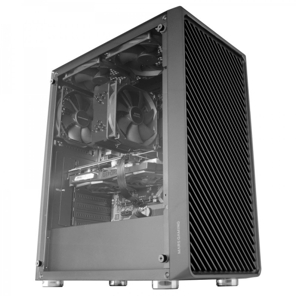Mars Gaming MC-3000 Caja Aerodinamica - 4 Ventiladores FDB Silenciosos - Soporte para 6 Ventiladores - Amplio Espacio Interno -