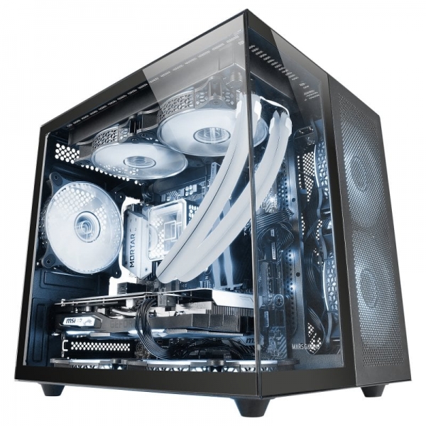 Mars Gaming MC-NOVAM Minitorre - Doble Cristal Templado - Hasta 7 Ventiladores - Modular - USB-C y USB 3.0 - Compatible MicroATX y Mini-ITX - Color Negro