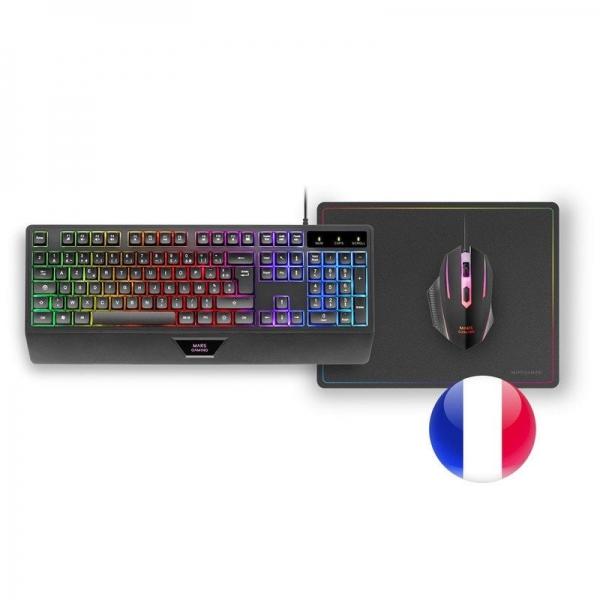 Mars Gaming MCP124 tastiera Mouse incluso USB AZERTY Francese Nero