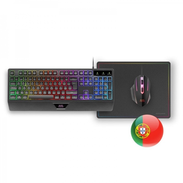 Mars Gaming MCP124 tastiera Mouse incluso USB QWERTY Portoghese Nero