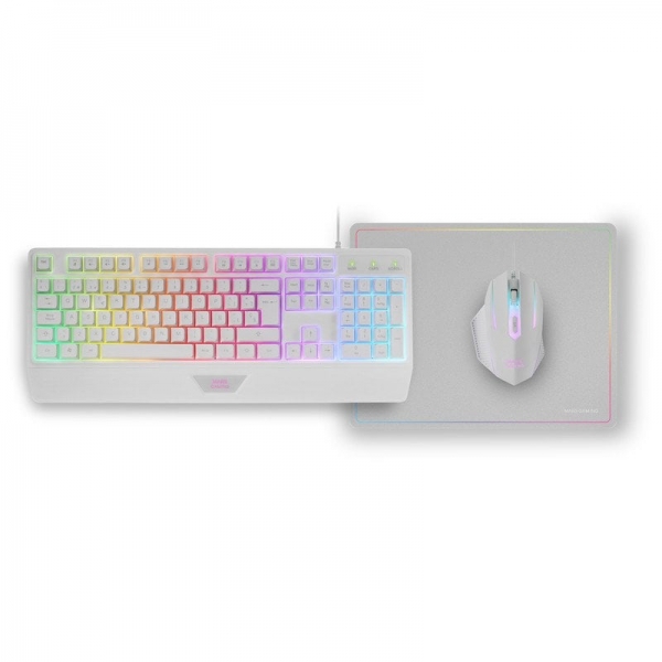 Mars Gaming MCP124W tastiera Mouse incluso USB QWERTY Spagnolo Bianco