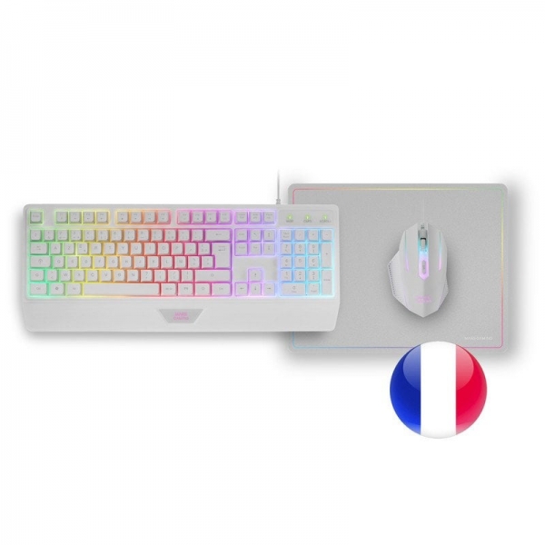 Mars Gaming MCP124W tastiera Mouse incluso USB AZERTY Francese Bianco
