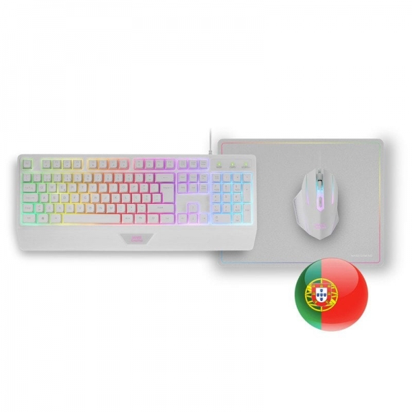 Mars Gaming MCP124W tastiera Mouse incluso USB QWERTY Portoghese Bianco