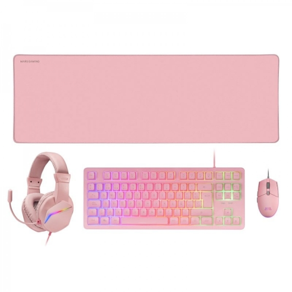 Mars Gaming MCP-RGB3P tastiera Mouse incluso USB QWERTY Portoghese Rosa