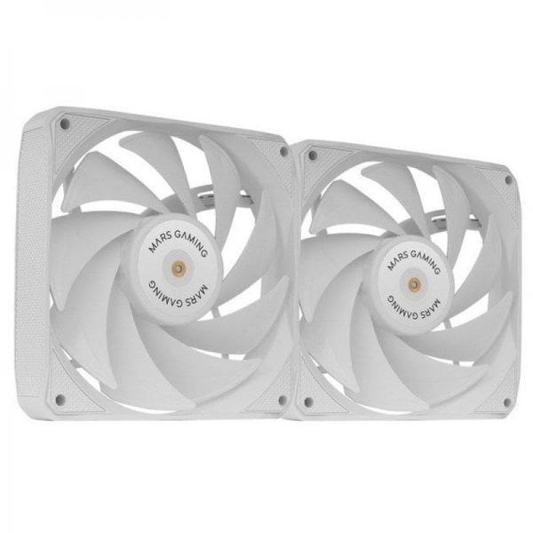 Mars Gaming MF-NCLX2 Kit de Ventiladores - Aspas Hibridas - Rodamientos FDB de Cobre - Pads Antivibracion - Conexion PWM - Flujo de Aire 72 CFM - Silencioso 12 dB - Color Blanco