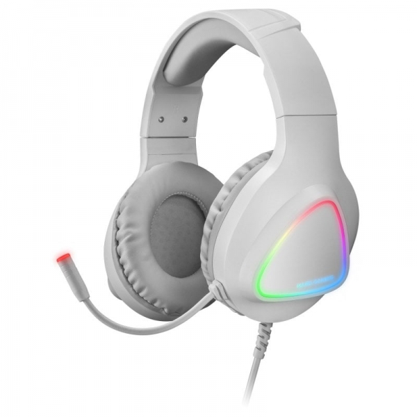 Mars Gaming MH122 Auriculares Gaming - Sonido Hi-Fi Ultra-Bass - Iluminacion FRGB - Cancelacion de Ruido Pasiva - Compatibilidad Total - Color Blanco