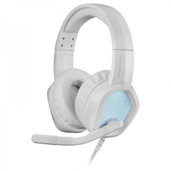 Mars Gaming MH320 Auriculares Gaming - Iluminacion RGB Flow - Drivers Ultra-BASS 3D - Microfono con Cancelacion de Ruido - Compatibilidad Multiplataforma - Color Blanco