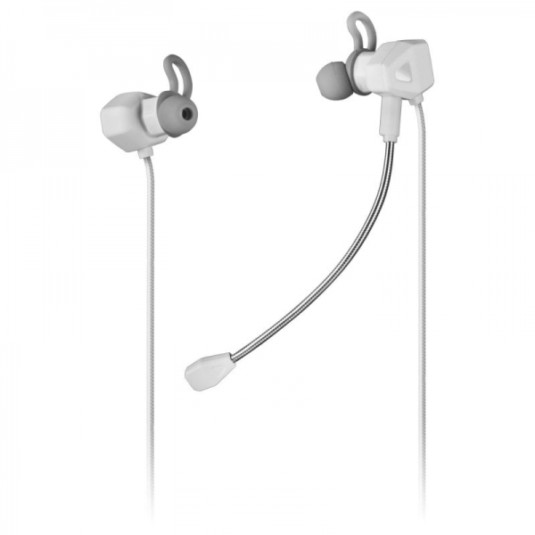 Mars Gaming MIHX Auriculares In-Ear - Tecnologia Dual Driver Haptic Sense - Sujecion Doble Silicona - Microfonos Anti-Ruido - Compatibilidad Universal - Color Blanco