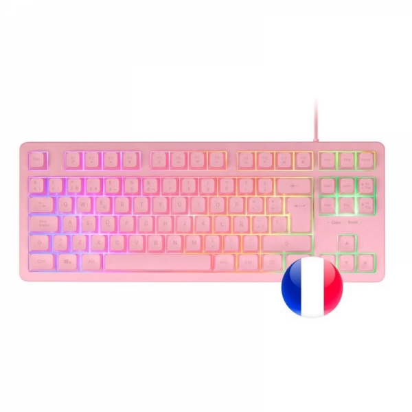 Mars Gaming MK023 Teclado Gaming - Tenkeyless - H-Mech RED - Iluminacion FRGB LED - Anti-Ghosting - Compatible con Windows, Linux, Consolas - Estructura Robusta - Frances - Color Rosa