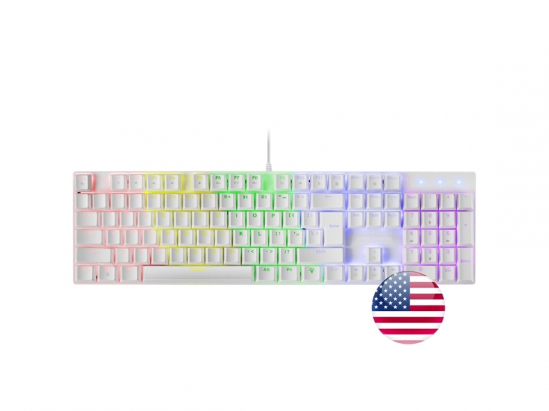 Mars Gaming MK422 Teclado Gaming - Switches Mecanicos Antipolvo - Teclas Imborables - Iluminacion RGB - Chip ARM - Compatibilidad Multiplataforma - US - Color Blanco