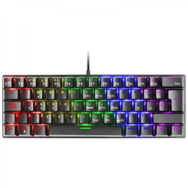 Mars Gaming MK60 Teclado Gaming Mecanico - Ultra-compacto 60% - Iluminacion RGB - Switches Antipolvo - Teclas Imborrables - Anti-ghosting Avanzado - Color Negro