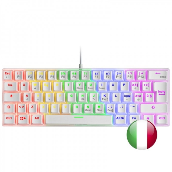 Mars Gaming MK60 tastiera USB AZERTY Italiano Bianco