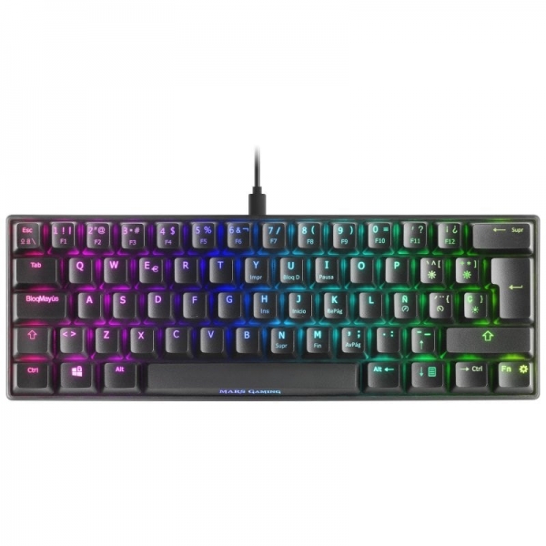 Mars Gaming MKMINI Teclado Gaming - Ultra-compacto 60% - RGB Chroma 16.8M Colores - Switches Mecanicos OUTEMU PRO - Multiplataforma - Software Avanzado - Color Negro