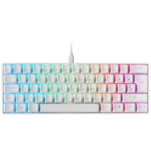 Mars Gaming MKMINI Teclado Gaming - Ultra-compacto 60% - FULL RGB CHROMA - Switches Mecanicos OUTEMU PRO - Multiplataforma - Software Avanzado - Color Blanco