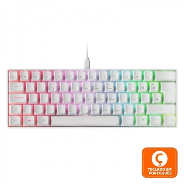 Mars Gaming MKMINI Teclado Gaming - Diseño 60% - Iluminacion RGB 16.8M - Switches Mecanicos OUTEMU PRO - Multiplataforma - USB-C Extraible - Portugues - Color Blanco