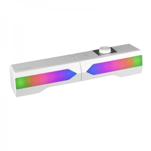 Mars Gaming MSDUO RGB Mesh Sistema de Sonido - Iluminacion RGB - Versatilidad 2 en 1 - Bluetooth 5.0 - Potencia 15W - Sonido DSP y Drivers REFLEX - Color Blanco