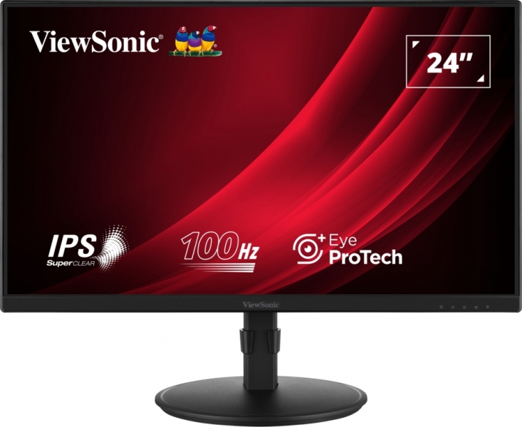 Viewsonic Monitor 23.8" VA2408-HDJ LED IPS FullHD - 100Hz - Respuesta 5ms -16:9 - VGA - HDMI - DisplayPort - Ajustable en Altura - Giratorio - Inclinable - VESA 100x100 - Color Negro