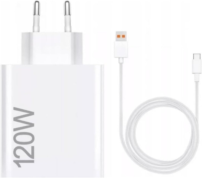 Xiaomi 120W HyperCharge Combo Cargador de Pared para Smartphone USB-A 120W + Cable - Identificacion Inteligente de Dispositivos - Color Blanco