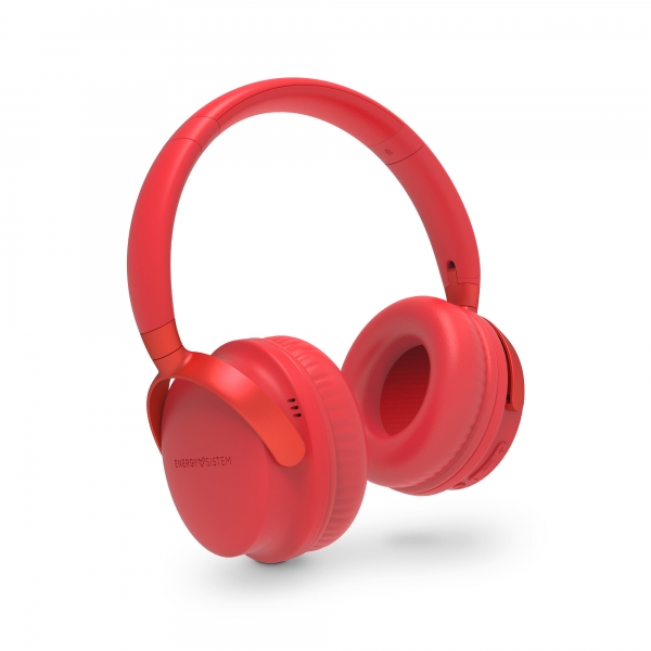 Energy Sistem Auriculares Bluetooth 5.1 - Diseño Plegable - 25h de Bateria - Graves Profundos - Microfono de Alta Calidad - Acabados Metalicos - Color Rojo