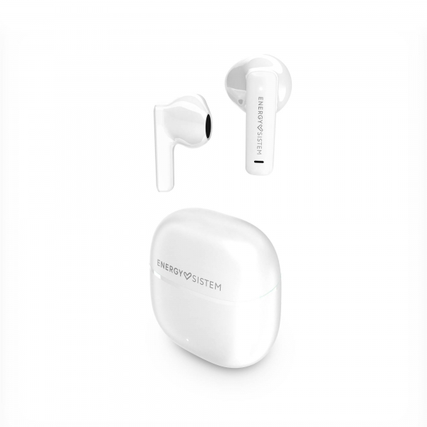 Energy Sistem Auriculares True Wireless - Bluetooth 5.4 - 20h Autonomia - Graves Profundos - Materiales Reciclados - Asistente de Voz Integrado - Color Blanco