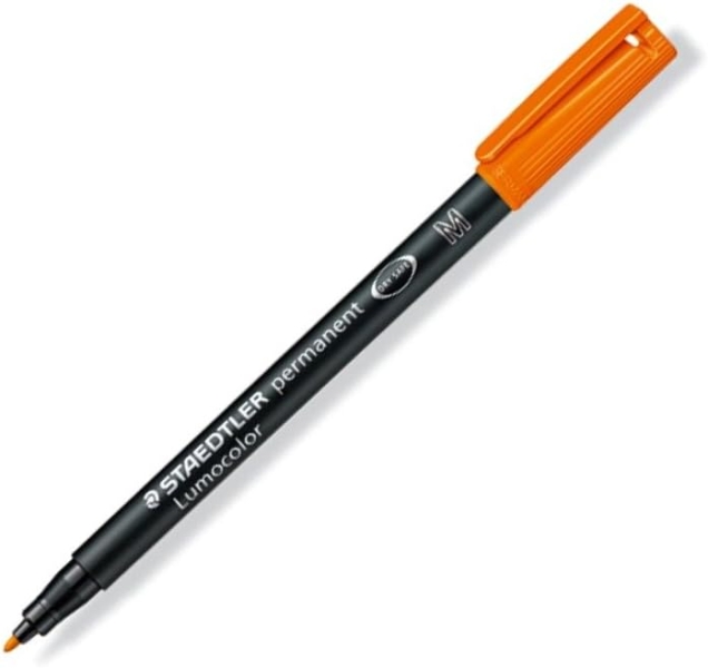 Staedtler Lumocolor 317 Rotulador Permanente - Punta Media Redonda - Trazo 1mm Aprox - Capuchon con Clip - Secado Rapido - Color Naranja