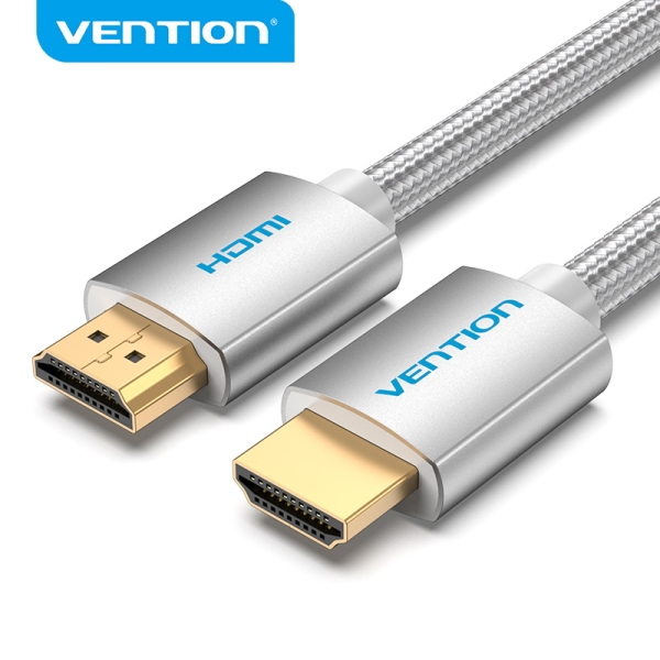 Vention Cable HDMI 2.0 - Trenzado Textil - Contactos Dorados - Soporte 4K, HDR, 3D - Apantallado - Color Plata