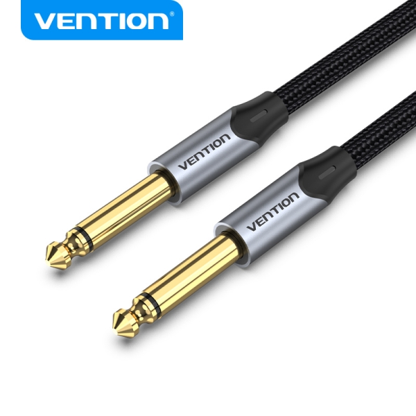 Vention Cable Audio 6.5mm 1.5m - Conectores TS macho - Niquelado - Conductor de cobre esmaltado - Color Gris