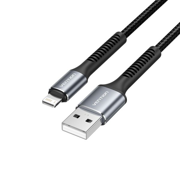 Vention CableTech Lightning-USB-A Cable de Datos - Aluminio Duradero - Transmision 480Mbps - Potencia 2A, 10W - Color Negro