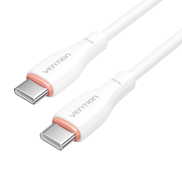 Vention Cable USB-C a USB-C. Transferencia 480Mbps - Potencia 60W - Alimentacion 3A - Material TPE - Color Blanco