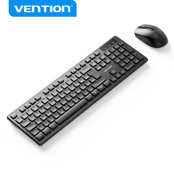 Vention KTD Combo Teclado y Raton Inalambrico - Conexion 2.4GHz - 1200 DPI - 104 Teclas - Color Negro