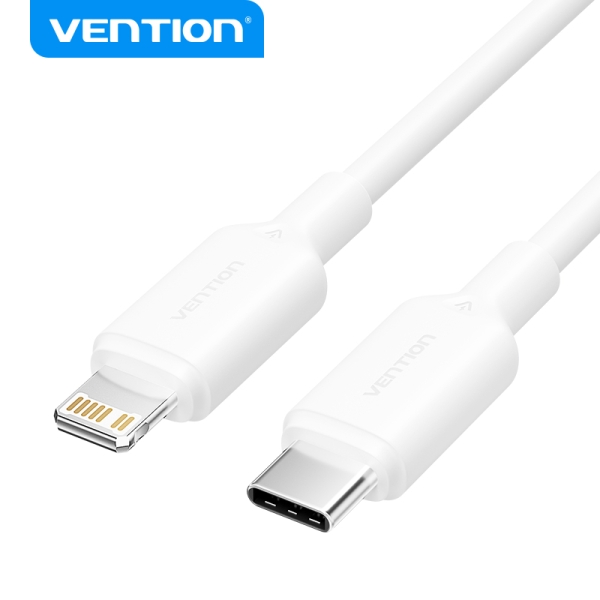 Vention Cable USB-C a Lightning - Conector Niquelado - Potencia 27W - Corriente maxima 3A - Color Blanco