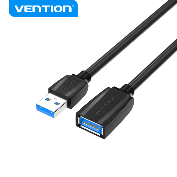 Vention Cable USB 3.0 Extensor - Transmision 5 Gbps - Conectores Chapados en Oro - Triple Blindaje Antiinterferencias - Color Negro